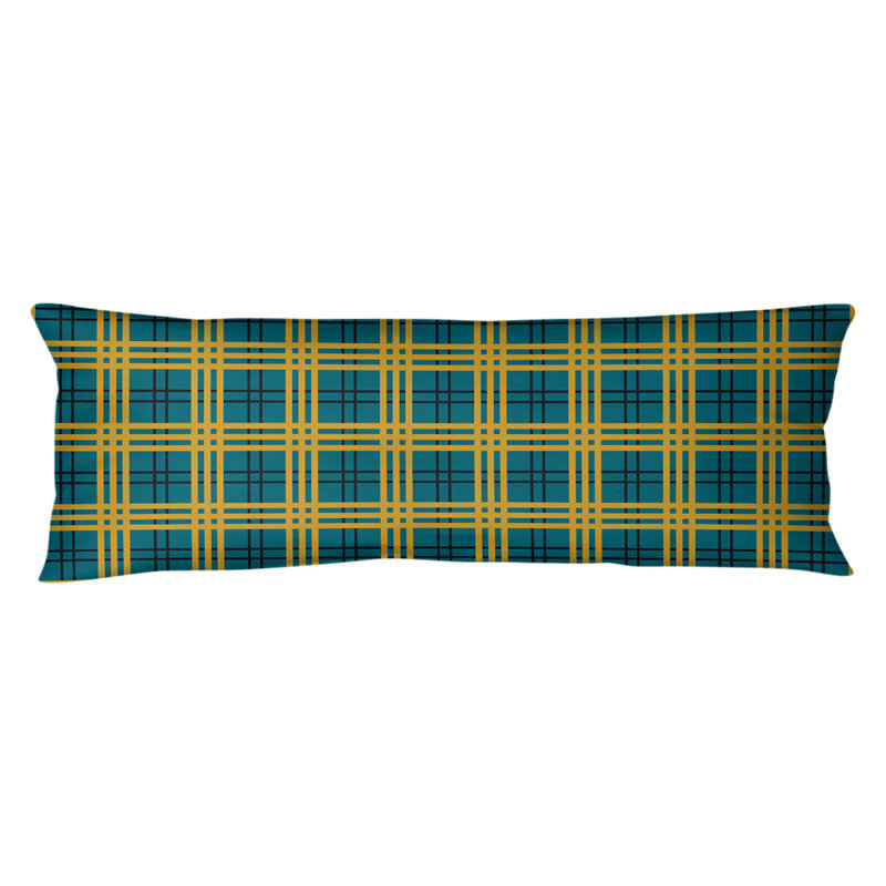 Polyester Medium Pillow, Teal/Black/Gold, Plush Fleece
