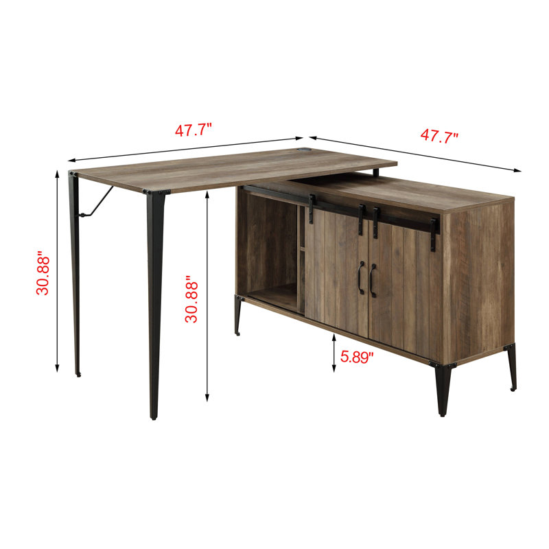 Quenth desk with finish, Rustic Oak