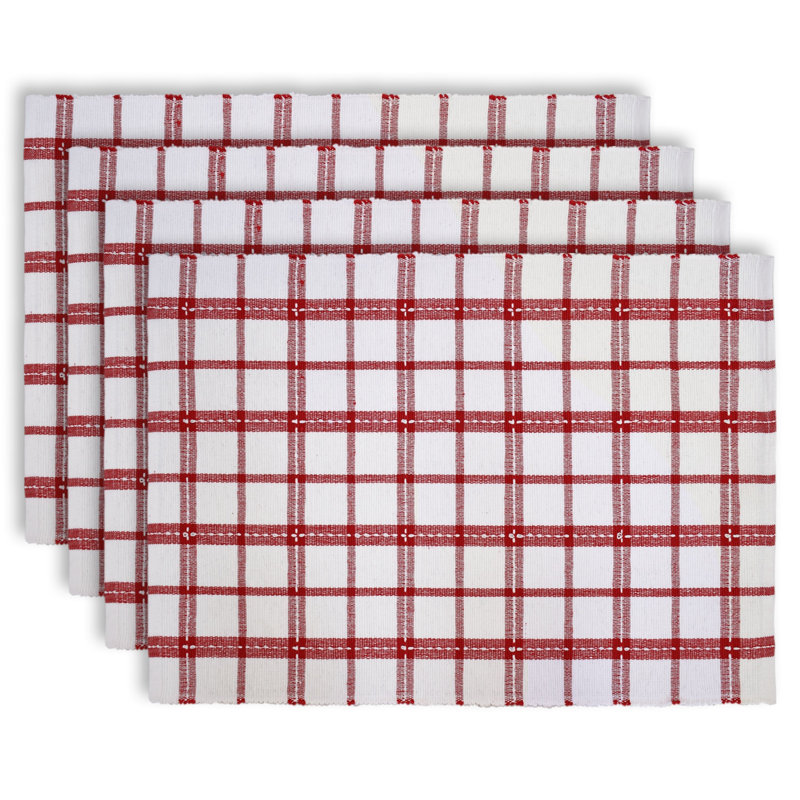 Colicia Cotton Plaid Rectangle Placemat, Red
