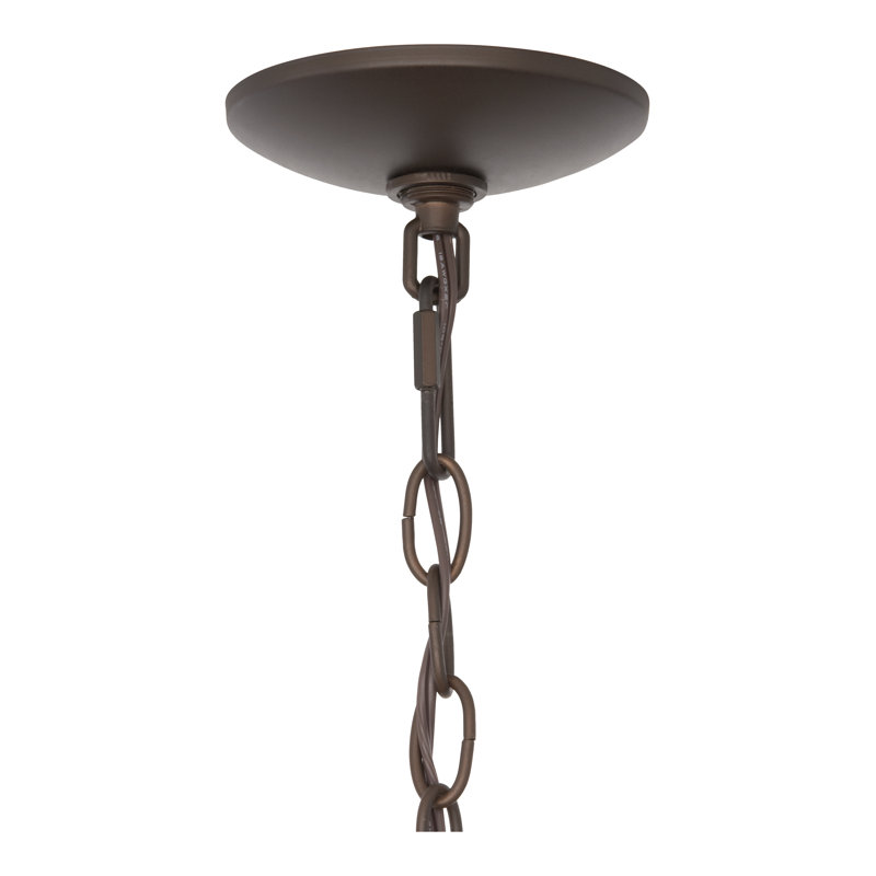 Luminaire suspendu lanterne 2 lumières Vandusen, H 21,25 po x l 11 po x P 11 po, Blanc, Bronze brillant