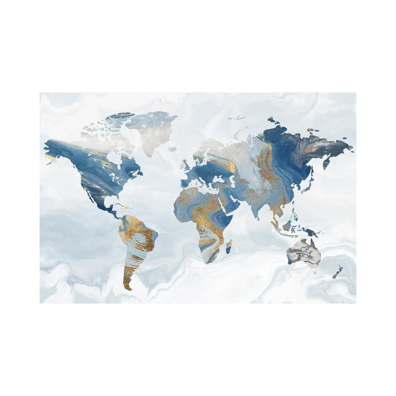 Geode Map by Eva Watts - Wrapped Canvas Painting, 20.32 cm H x 30.48 cm W