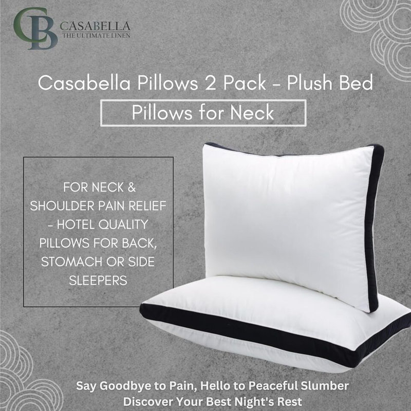 Polyester L75 x W50cm Extra Plush Support Pillow (Set of 2), Navy