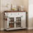   39.8"W Kitchen Cart With Drop Leaf ，Power Outlet, Kitchen Island On Wheels With  Storage Cabinet & Glass Doors