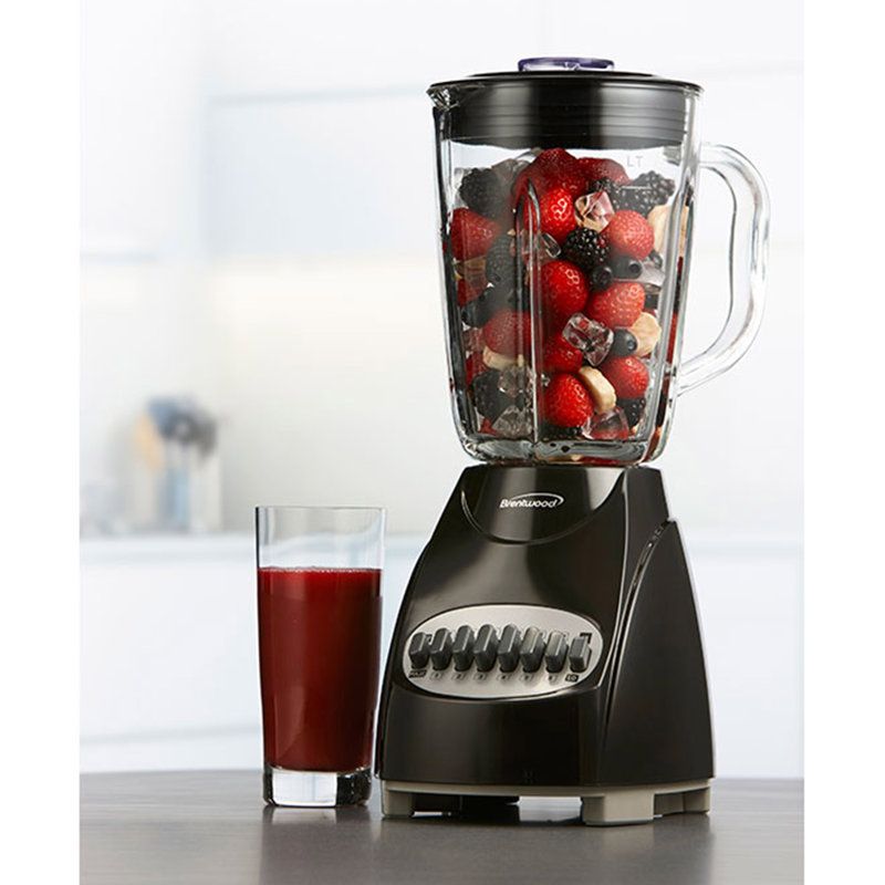 Black 12-Speed Countertop Blender with Borosilicate Glass Jug
