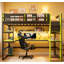 Lit mezzanine simple en bois avec bureau, support de rangement latéral, tablettes à plusieurs rangements et lumière RVB pour jouer et étudier-2113129672