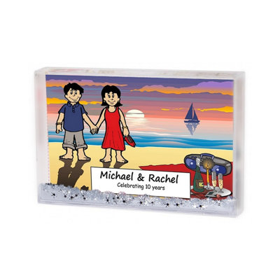 Personalized Lovers on the Beach Snow Globe Frame Gift