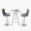 Ensemble de hauteur de bar, table de salle à manger ronde en verre trempé et chaises de salle à manger réglables en velours.-1230673944-1230673951