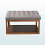 Repose-pieds capitonné Ato avec revêtement en tissu gris et finition brune, H 19,96 po x l 36,29 po x P 36,29 po