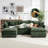 108" Wide Deep Seat Modular Chenille U-Shaped Sectional Sofa with 2 Ottomans and Pillows-1919196430