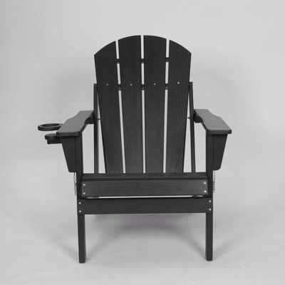 Chaise Adirondack pliante Hdpe avec porte-gobelet double - Chaise Adirondack composite avec texture bois - Gris