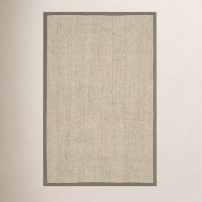 Beige Green Floral Jute Rug