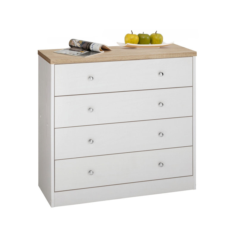 Maya 80cm W 4 - Drawer Chest of Drawers, White/Oak