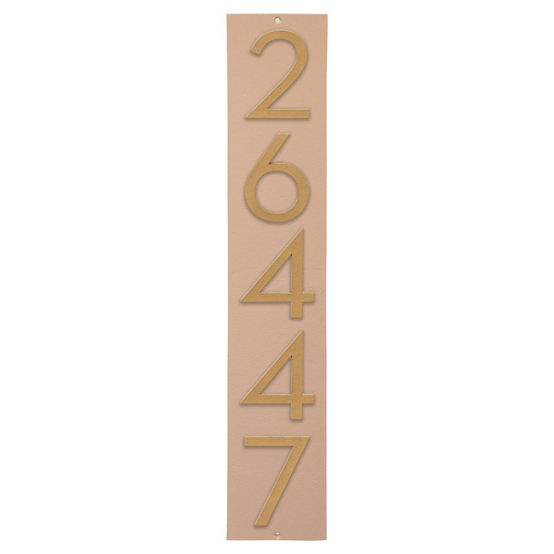 Plaque d'adresse verticale flottante de 6 po, Taupe / or, Oui