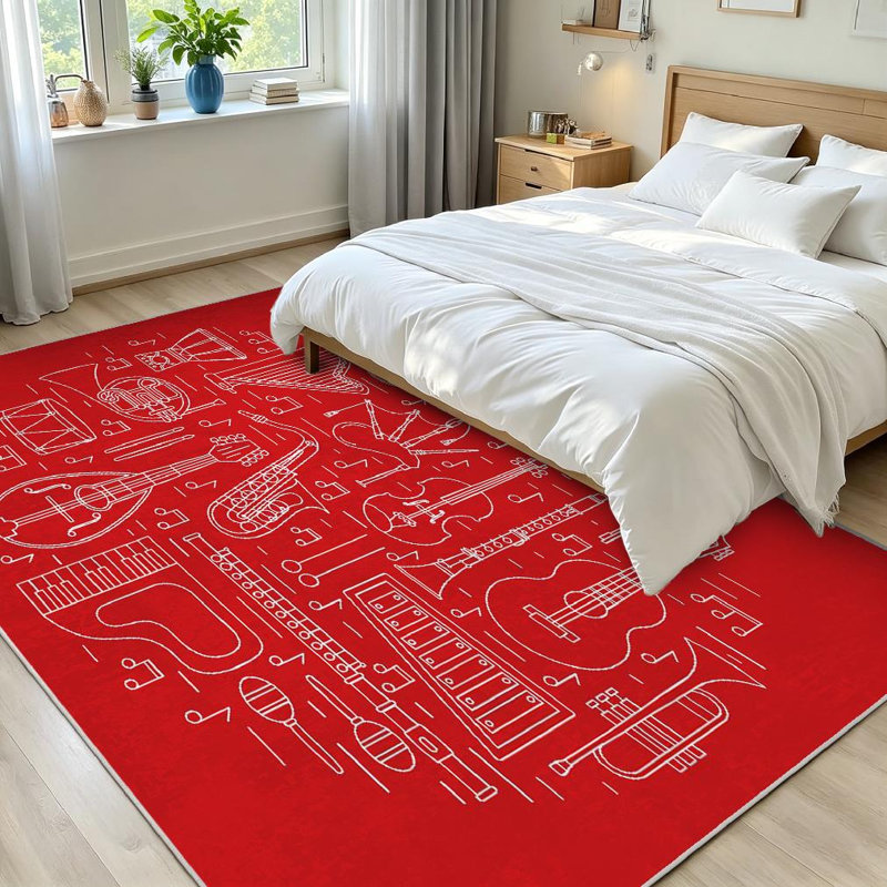 Tapis noir noir lavable en machine, Rectangle 71 po x 98 po