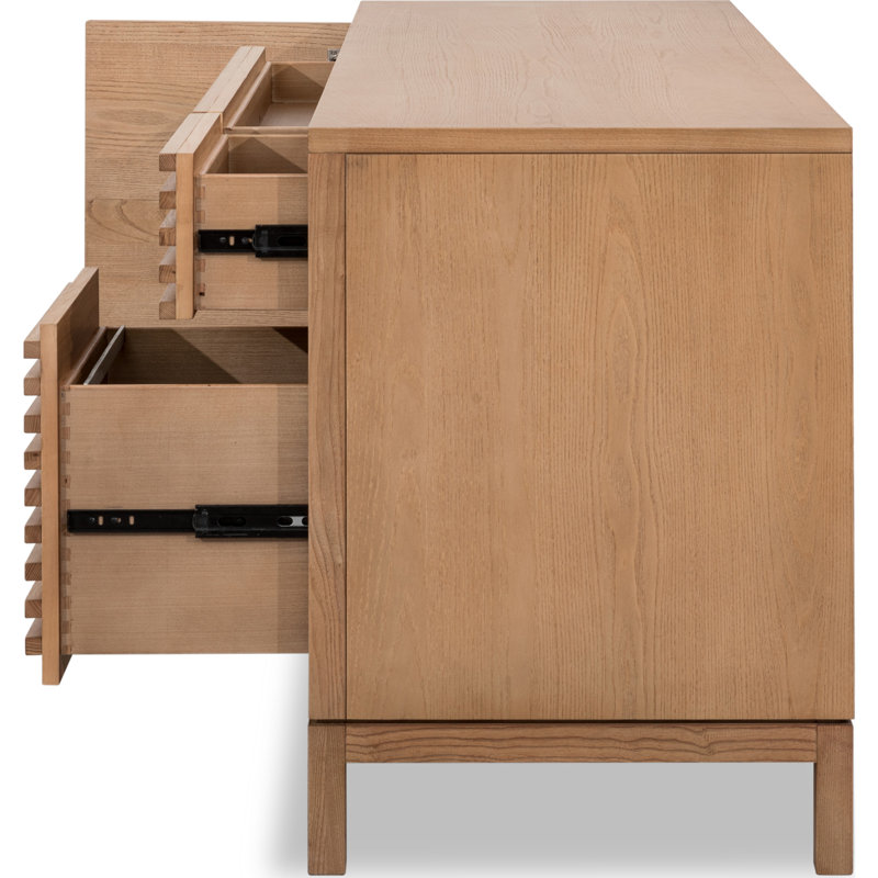 Bureau à trois tiroirs en lin Finnian Tanner, Tanné