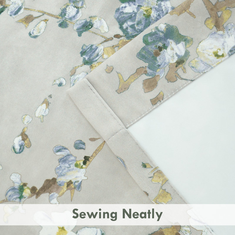 Hutchcraft Floral Tailored Window Valance, 50" W x 14" L , Blue/Gray, Floral