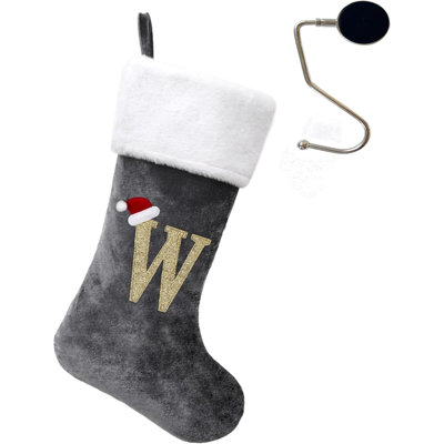 Bas de Noël monogrammés de 20 pouces avec lettres, bas de Noël super doux, bas de grand monogramme, bas de lettre rouge pour les Fêtes de Noël, cadeau de Noël…