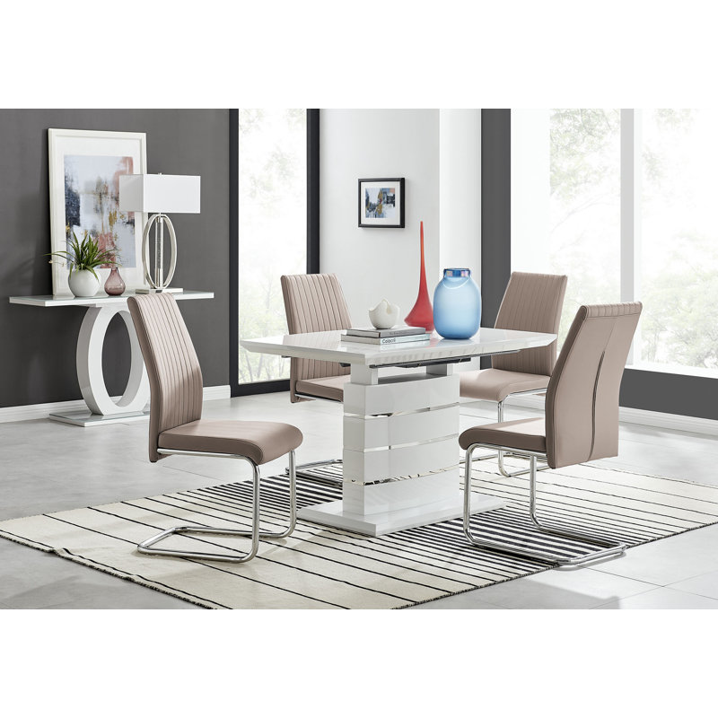 Eubanks 4 - Person Dining Set, Cappuccino Gray