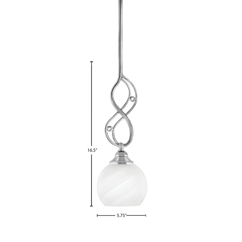 Mini-luminaire suspendu suspendu Jazz avec verre chromé blanc de 5,75 po