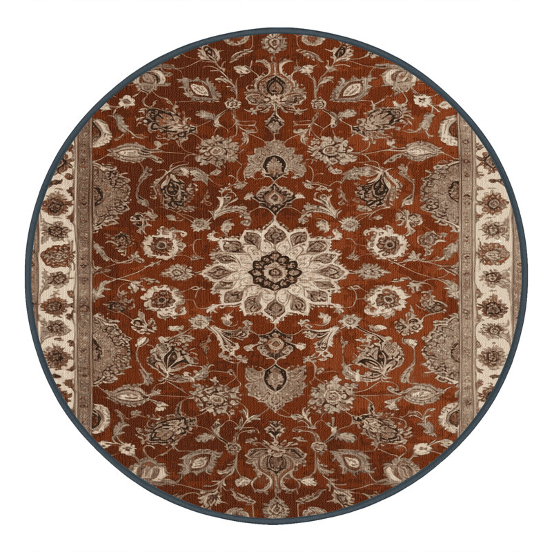 Tapis brun lavable à la machine, Rond 4 pi