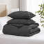 Ensemble d'édredon de 3 pièces en microfibre à nervures Swift Home - couleurs unies et motifs rayés - toutes saisons, durable, facile d'entretien-156299570-156299528