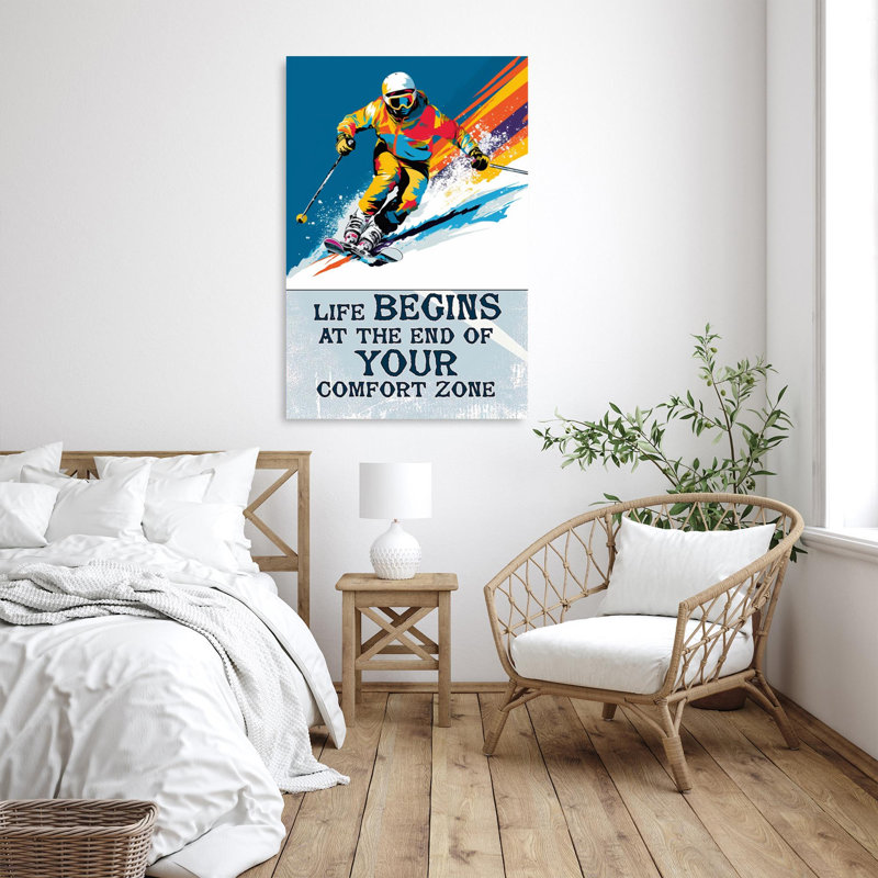 «Skiing Life Begins At The End», reproduction d'art graphique sur toile tendue 1 pièce, H 36 po x l 24 po x P 1,25 po