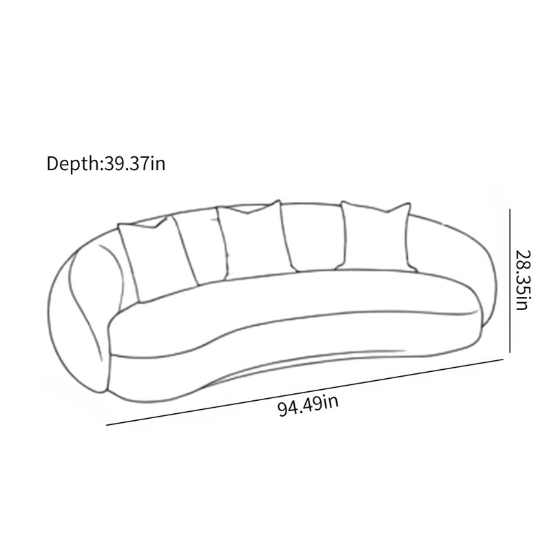 Light Luxury Simple Curved Sofa, Off-white, 28.35" H x 94.49" W x 39.37" D