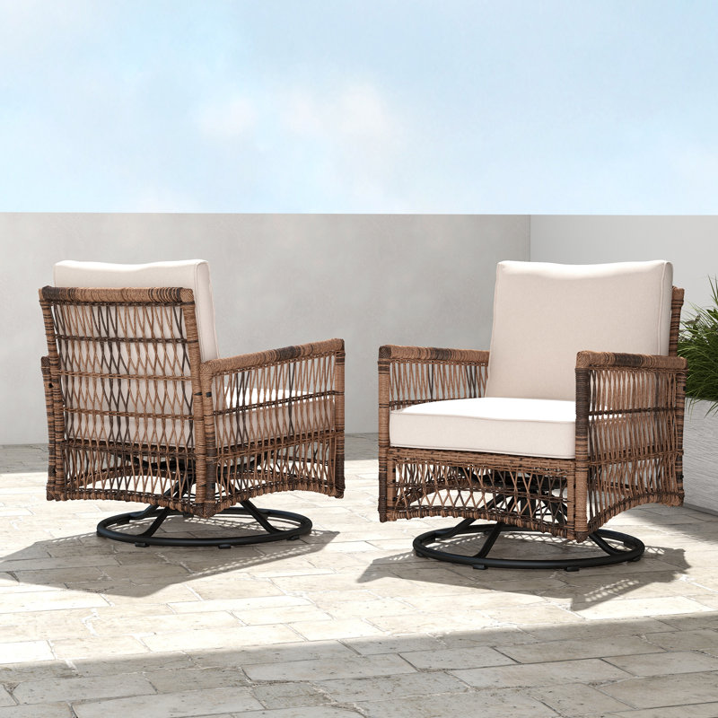 Chaise de patio berçante pivotante avec coussins