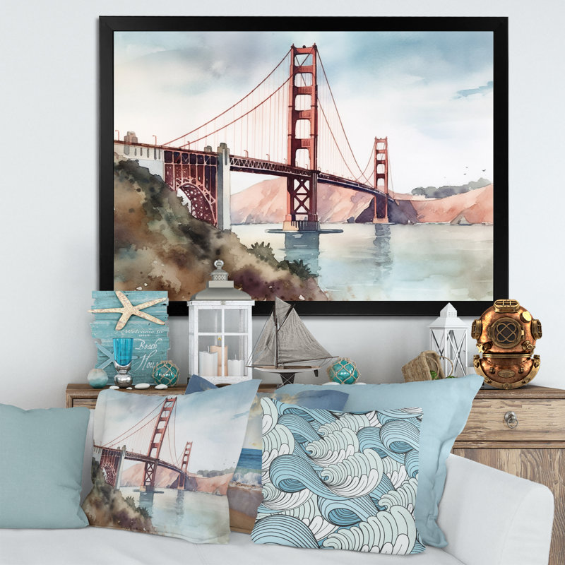 Vue de San Francisco II - reproduction, Cadre simple noir, H 24 po x l 32 po x P 1 po