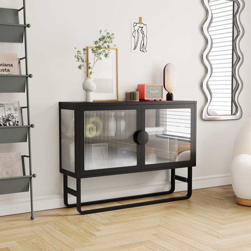 Jaimz 35.43'' Wide 1 - Shelf Storage Cabinet, Black