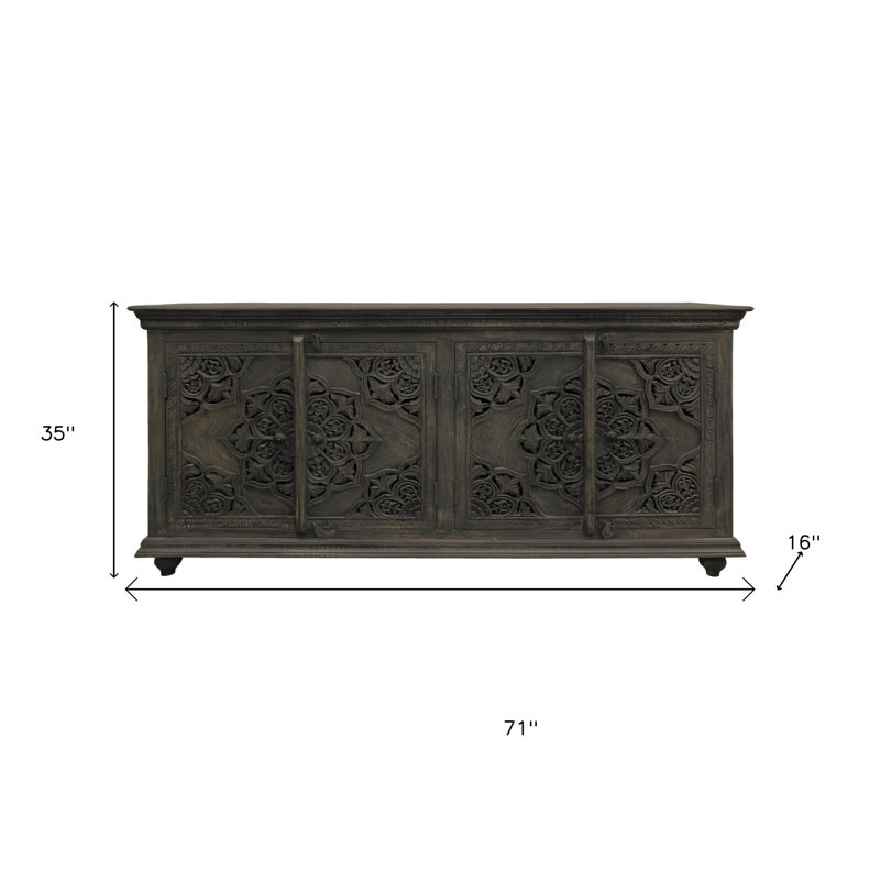 Aitkin 71'' Solid Wood Sideboard, Distressed Gray
