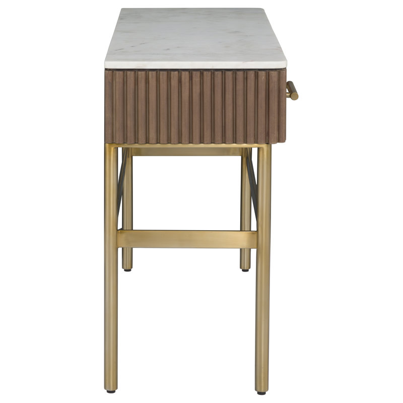 Two Drawer Rectangular Console, White