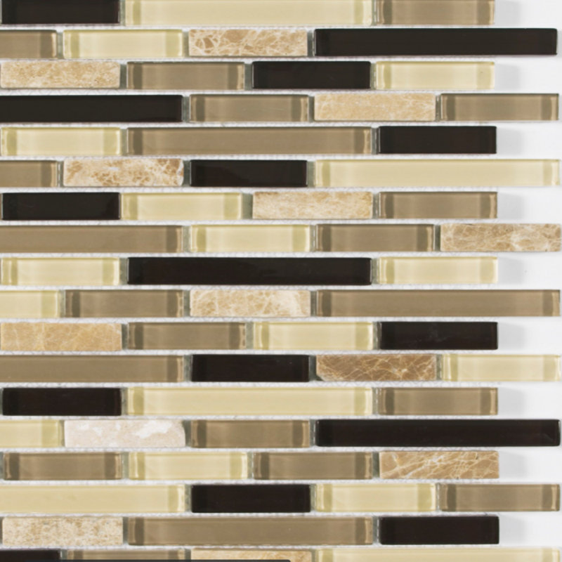 Victory Brick 12" x 12" Mosaic Linear Mosaic Wall Tile, Espresso