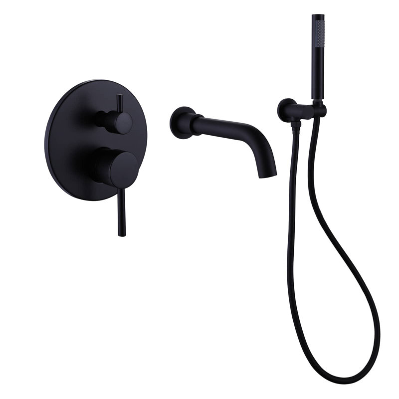 1 Handle Bathroom Roman Tub Faucet with Diverter, Black