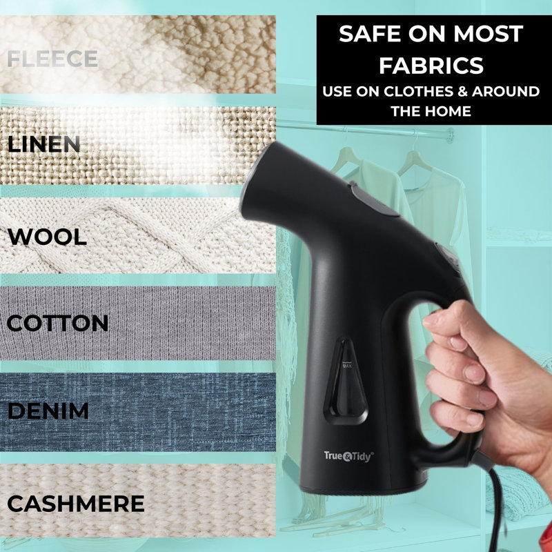True & Tidy Portable Fabric Steamer, Black, Black