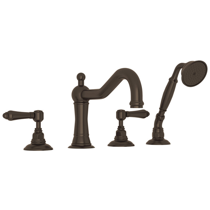 Acqui® 4-Hole Deck Mount Tub Filler, Tuscan Brass, Metal Lever Handle