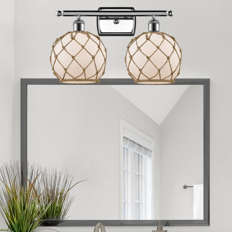 Éclairage pour salle de bain à intensité variable 2 lumières Arriola, Blanc / Brun, Chrome poli, Ampoule non incluse