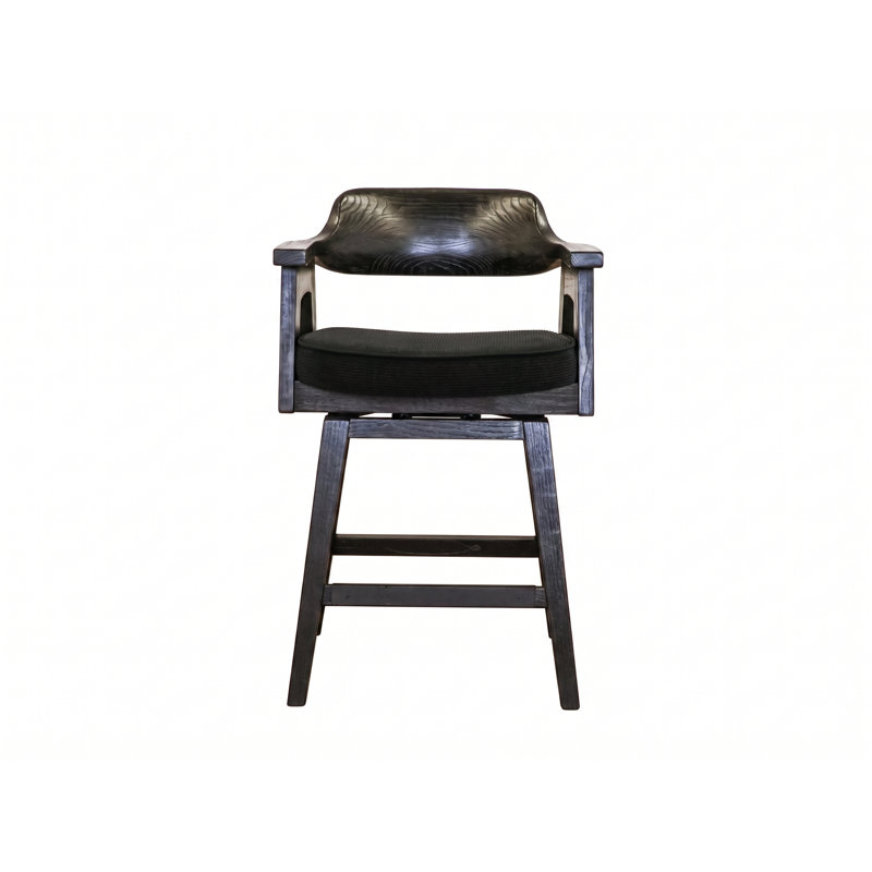 Upholstered Counter Stool with Solid Wood Frame, Gray, 24"
