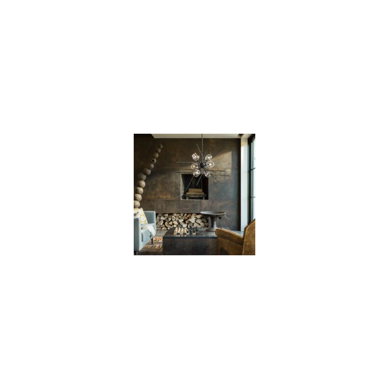 Griffin 6 - Light Chandelier, Clear, 56.6" H x 39.2" W x 38.8" D, Black