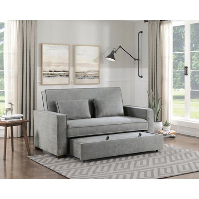 Chasan 71.5" Modern & Contemporary Textured Upholstery Convertible Studio Sofa with Pull-out Bed