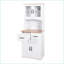 Armoire de cuisine blanche avec portes en verre encadrées, tiroir et amp; Tablettes réglables | Panneau de fibres à densité moyenne | Dispositif anti-basculement