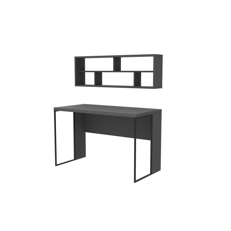Traudel Writing Desk With Wall Shelf, Anthracite