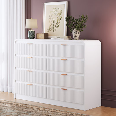 Ato 8-Drawer Dresser 52"W Double Dresser With Waveform Fluted Panel