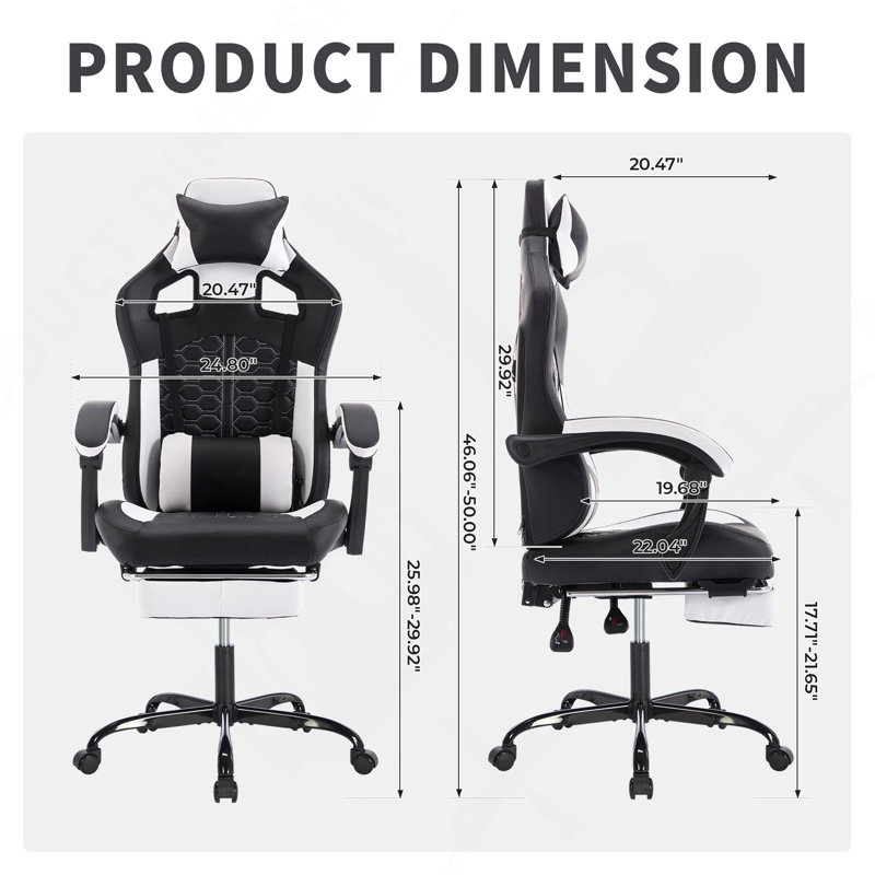 Gaming Chair With Massage,Ergonomic PC Gaming Chair With Footrest Comfortable Headrest And Lumbar Support,High Back PVC Leather,300LBS