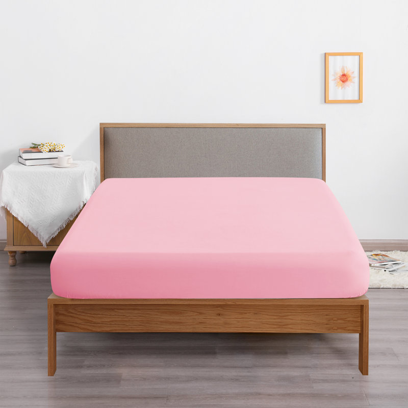 Fitted Bed Sheet Only, 1800 Brushed Microfiber Deep Pocket Fitted Sheet - NTBAY, Full Fitted Sheet, Pink