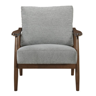 Accent Chair With Foam Padding And Textured Gray Fabric, Solid Wood Modern Chair, Wood, 31.16" Product Depth