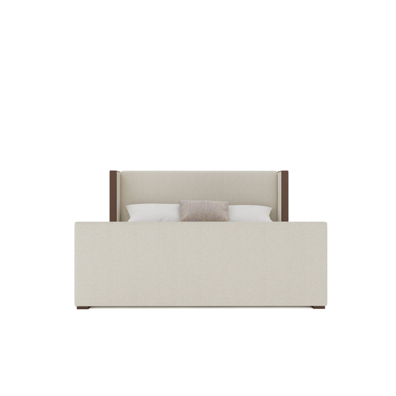 Lit bas tapissier Irenne, Bouclé blanc cassé, Très grand