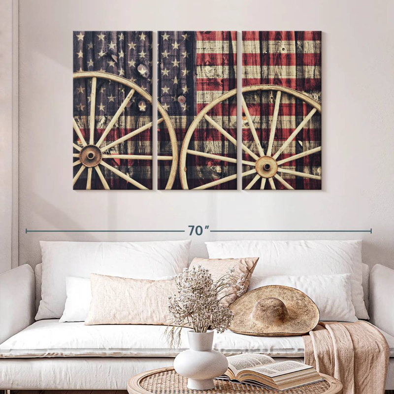 Borges Wagon Wheels American Flag, 32" H x 50" W