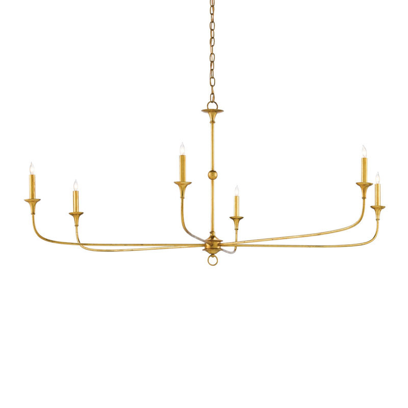 Nottaway 6 - Light Chandelier, Contemporary Gold Leaf