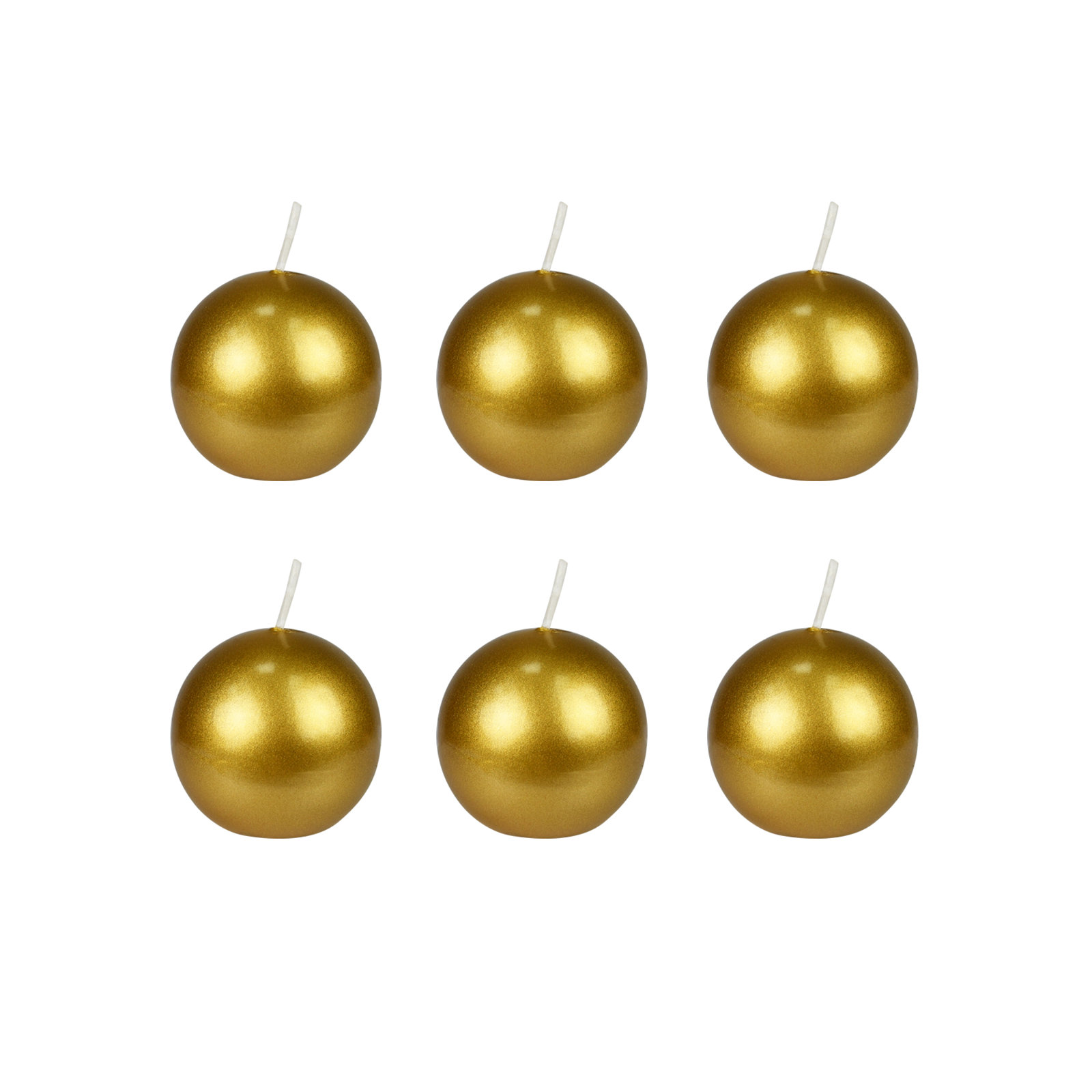 Ball Candle, 3" Diameter, Set of 6, Gold